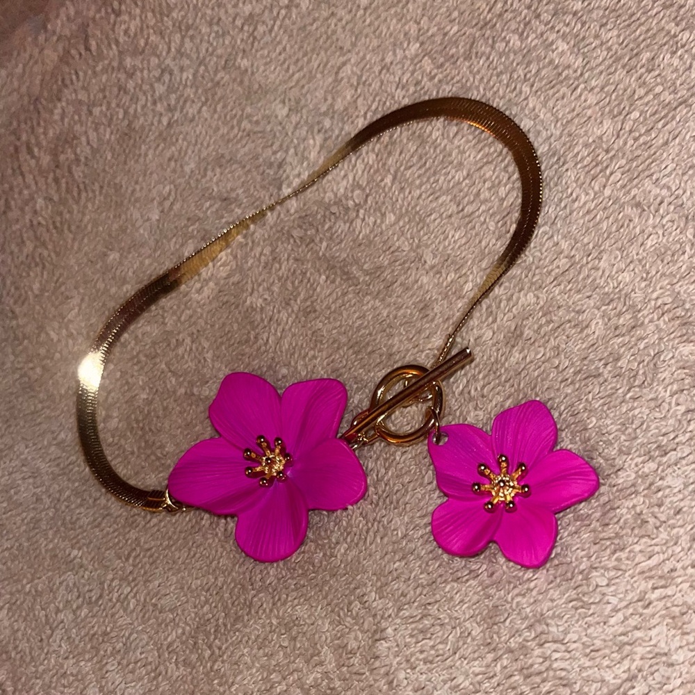 Pink Floral Anklet